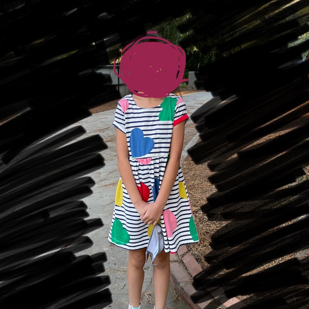 Mini Boden girls Jersey heart dress size 7-8Y